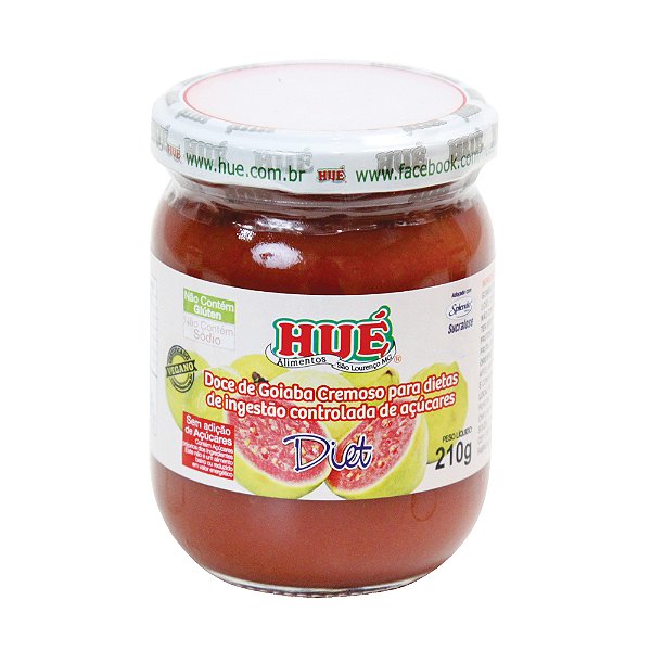 Doce de Goiaba Cremoso Diet Hué (Sem Adição de Açúcares) Vegano Sem Glúten Sem Lactose 210g