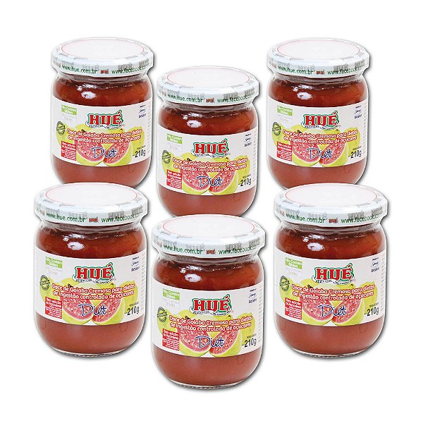 Doce de Goiaba Cremoso Diet Hué (Sem Adição de Açúcares) Vegano Sem Glúten Sem Lactose 210g Kit 6 unidades