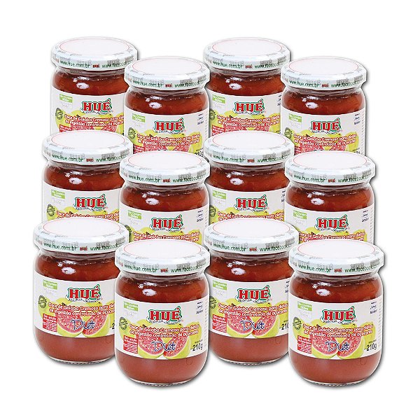 Doce de Goiaba Cremoso Diet Hué (Sem Adição de Açúcares) Vegano Sem Glúten Sem Lactose 210g Kit 12 unidades