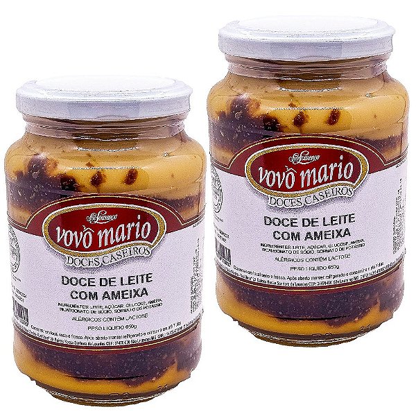 Doce de Leite com Ameixa com Açúcar Sem Glúten Pote 650g​ Doce Vovô Mário Kit 2 unidades