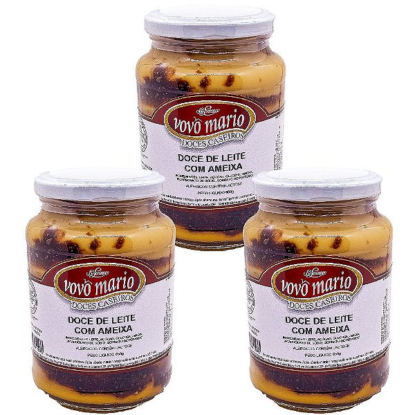 Doce de Leite com Ameixa com Açúcar Sem Glúten Pote 650g​ Doce Vovô Mário Kit 3 unidades