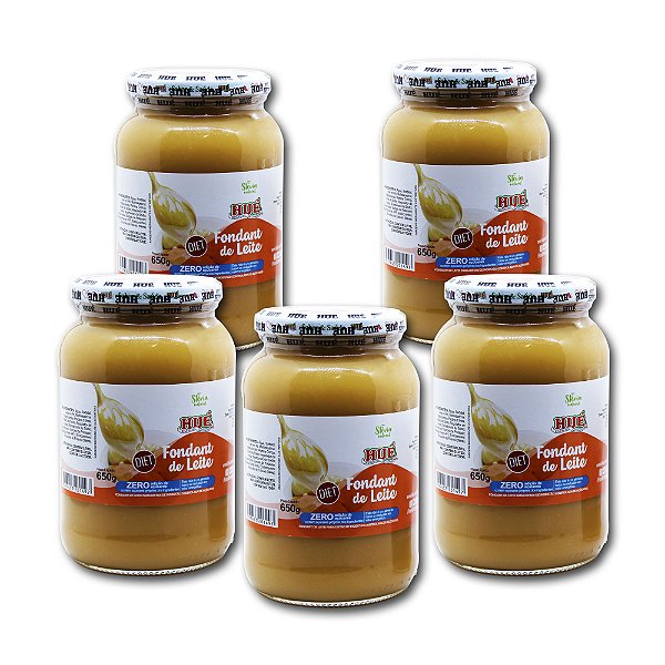 Fondant de Leite Puro (Doce de Leite) Diet Hué (Sem Adição de Açúcares) Sem Glúten Pote 650g​ Kit 5 unidades