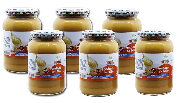 Fondant de Leite Puro (Doce de Leite) Diet Hué (Sem Adição de Açúcares) Sem Glúten Pote 650g​ Kit 6 unidades