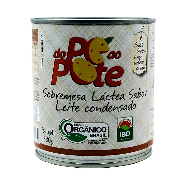 Leite Condensado Orgânico com Açúcar (Sobremesa Láctea sabor Leite Condensado) Lata 380g Sem Glúten Do Pé ao Pote)