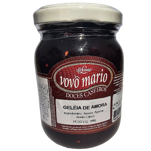 Geleia de Amora com Açúcar Sem Glúten Pote 300g​ Doce Vovô Mário