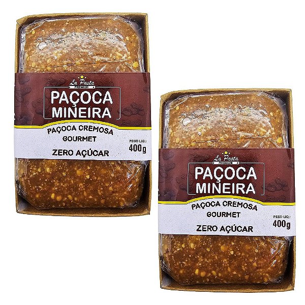 Paçoca Cremosa Gourmet Zero Açúcar 400g La Pasta Paçoca Mineira Kit 2 unidades