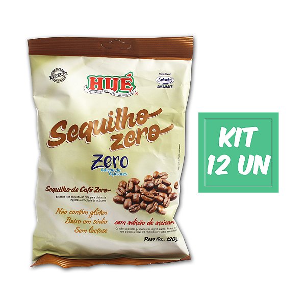Sequilho de Café Zero Hué (Sem Adição de Açúcares) Vegano Sem Glúten Sem Lactose 120g Kit 12 unidades