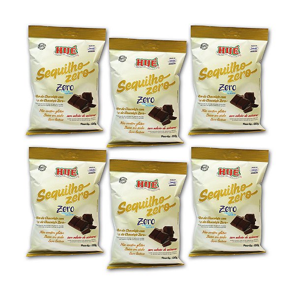 Sequilho de Chocolate com Gotas de Chocolate Zero Hué (Sem Adição de Açúcares) Vegano Sem Glúten Sem Lactose 120g Kit 6 unidades