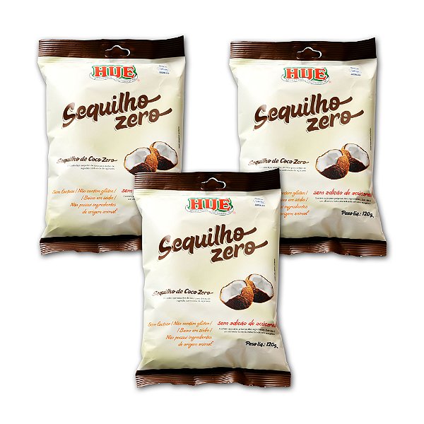 Sequilho de Coco Zero Hué (Sem Adição de Açúcares) Vegano Sem Glúten Sem Lactose 120g Kit 3 unidades