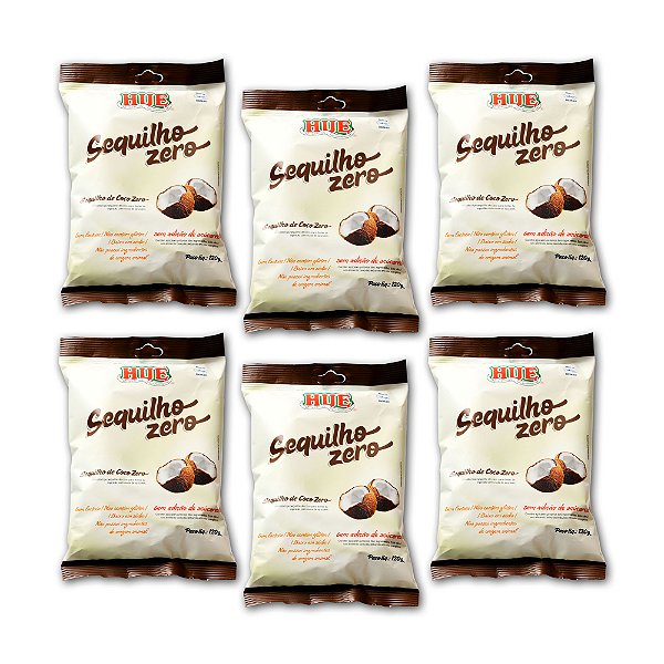 Sequilho de Coco Zero Hué (Sem Adição de Açúcares) Vegano Sem Glúten Sem Lactose 120g Kit 6 unidades