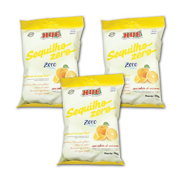 Sequilho de Laranja Zero Hué (Sem Adição de Açúcares) Vegano Sem Glúten Sem Lactose 120g Kit 3 unidades