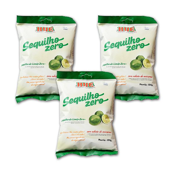 Sequilho de Limão Zero Hué (Sem Adição de Açúcares) Vegano Sem Glúten Sem Lactose 120g Kit 3 unidades