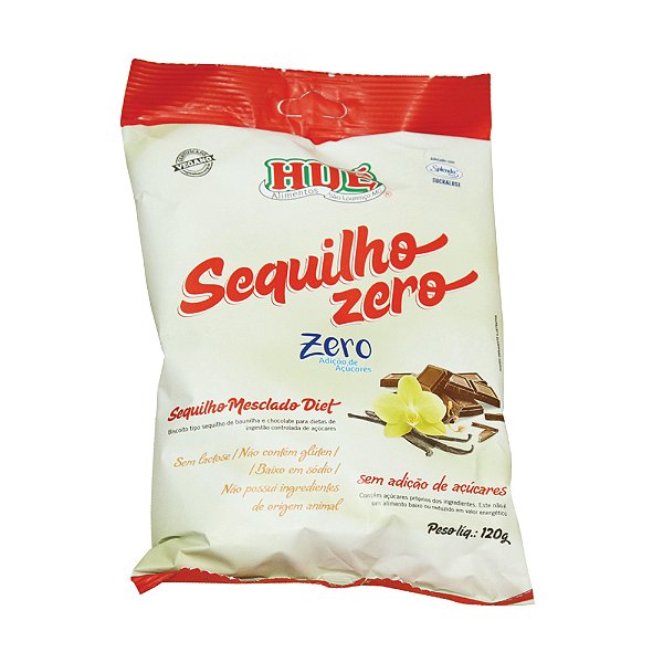 Sequilho Mesclado (Chocolate / Baunilha) Zero Hué (Sem Adição de Açúcares) Vegano Sem Glúten Sem Lactose 120g