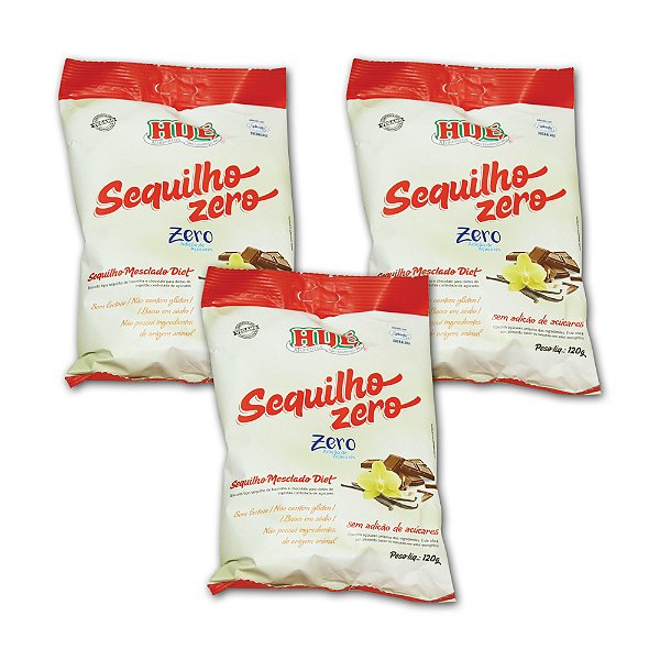 Sequilho Mesclado (Chocolate / Baunilha) Zero Hué (Sem Adição de Açúcares) Vegano Sem Glúten Sem Lactose 120g Kit 3 unidades