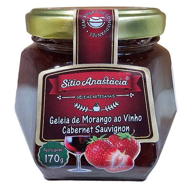 Geleia de Morango ao Vinho Cabernet Sauvignon (Sem Conservantes) Sítio Anastácia | 170g