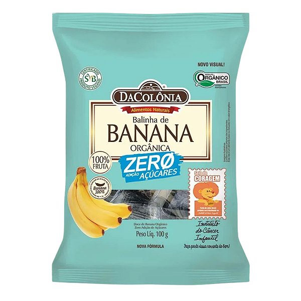 Balinha Banana Orgânica Zero Açúcar DaColônia 100g Vegana Sem Glúten
