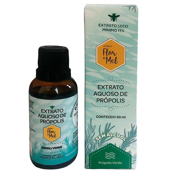 Extrato Aquoso de Própolis Verde 11% Sem Álcool 30ml Flor de Mel