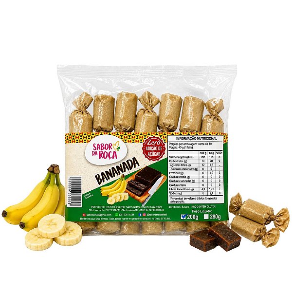 BANANADA ZERO AÇÚCAR PACOTE 200G (7 UN) - SABOR DA ROÇA