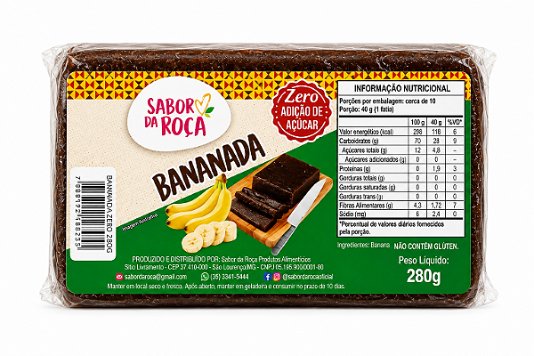 BANANADA ZERO ADIÇÃO DE AÇÚCAR SABOR DA ROÇA 280G
