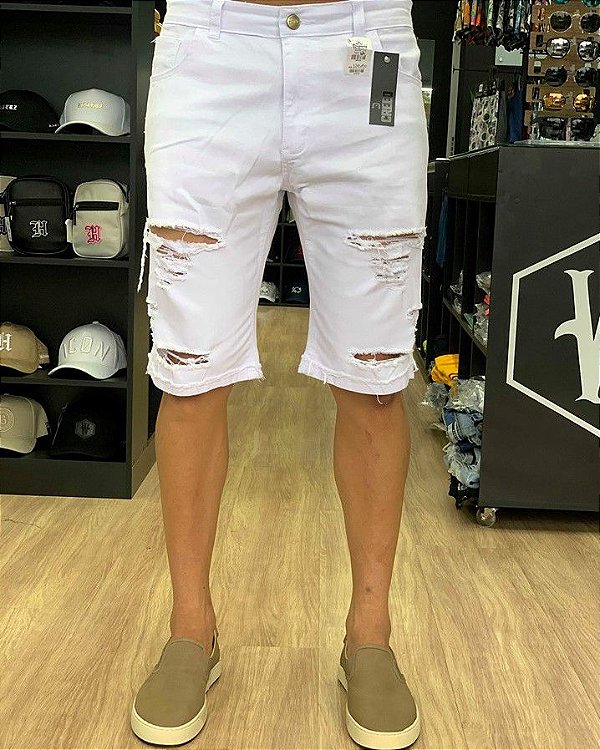 short branco masculino jeans