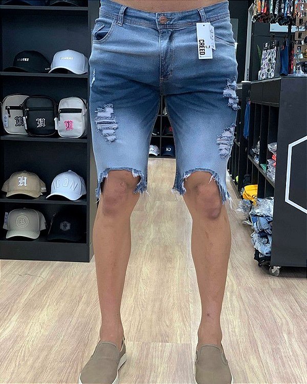 bermuda jeans masculina abaixo do joelho