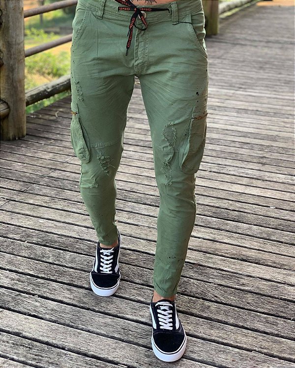 calça jeans militar