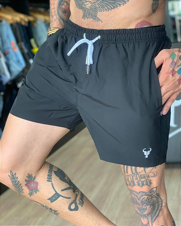 Short praia masculino preto Clearance