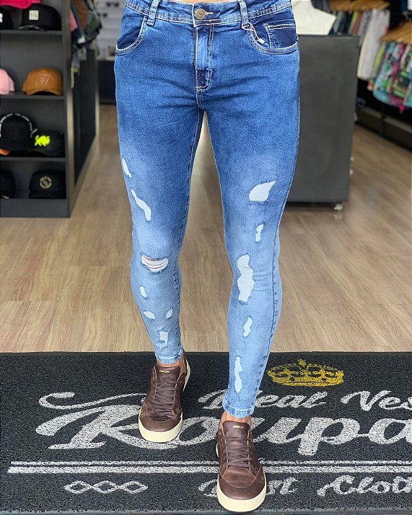calça jeans degrade masculina