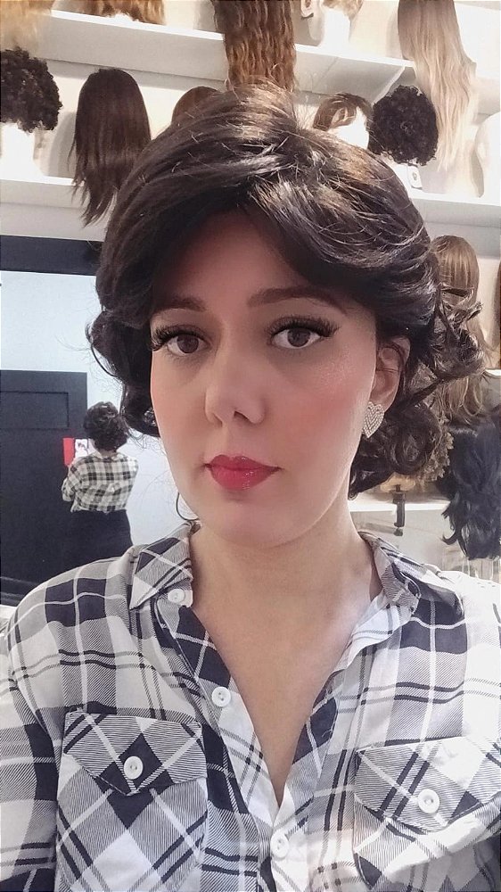 Peruca Clarinda cabelo orgânica curta cacheada ideal senhoras