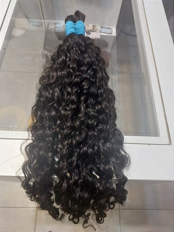 Cabelo humano cacheado cacho caipira 65 cm na liga 100g