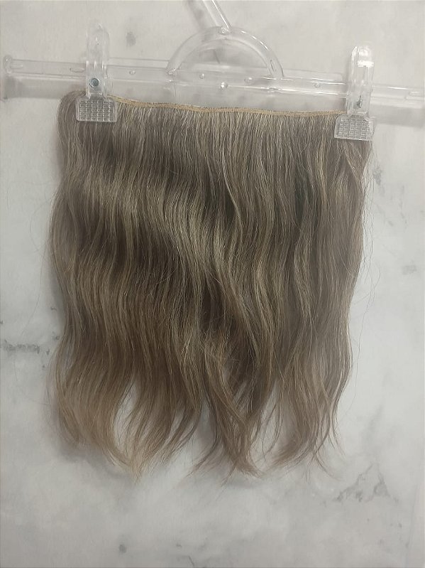 Aplique de cabelo humano loiro claro acinzentado mais volume cod 203