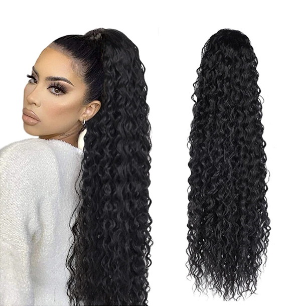 RABO DE CAVALO CABELO BIO FIBRA CACHEADO PRETO