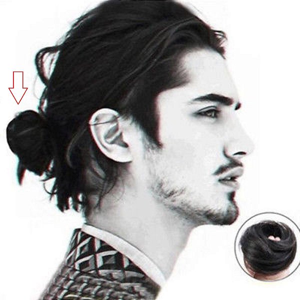 Coque Samurai Homens Estilosos Rabo De Cavalo Cabelo 100% Humano