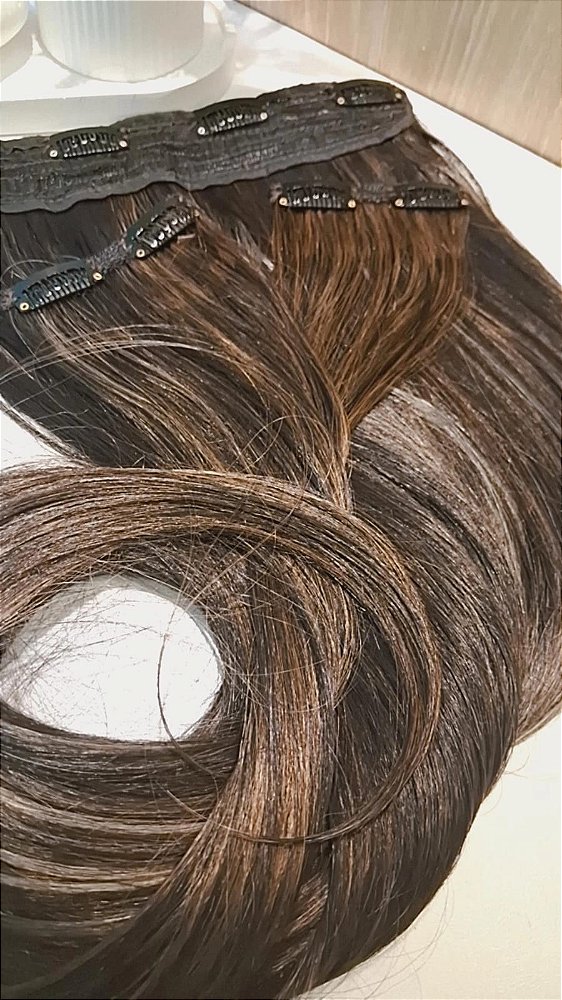 APLIQUES DE TIC TAC ORGANICO CABELO MORENA ILUMINADA LISO KIT PERSONALIZADO 305