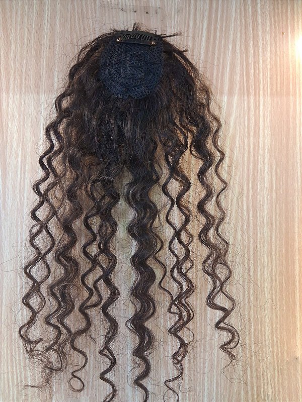 Franja franjinha aplique de cabelo natural humano com tic tac cacheada