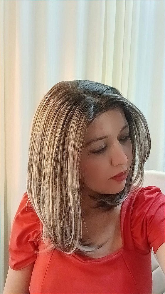 Peruca lace Sirlene Loira Luzes cabelo organico
