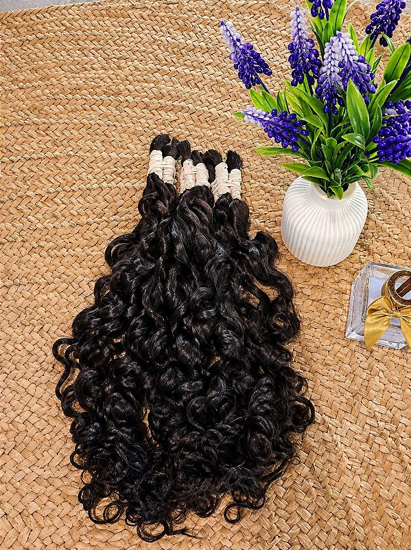 Cabelo humano cacheado cacho caipira 65 cm na liga 50g