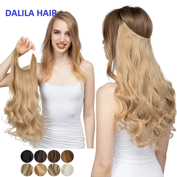 Extensão de cabelo aplique fio invisivel fibra orgânica tiara Ondulado - Varias Cores