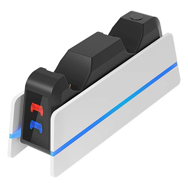 Base Carregadora Dupla compatível com Controle PS5 com LED Indicador e Carregamento Rápido USB