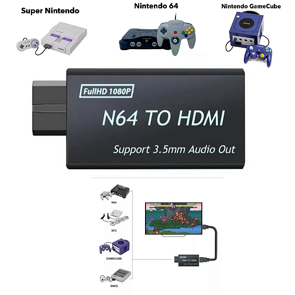 Conversor Adaptador Hdmi Para Super Nintendo / Nintendo 64 / Nintendo Gamecube