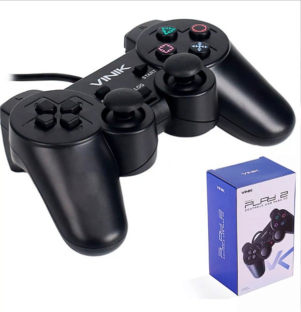 Controle PS2 Playstation 2 para PC MAC USB 1.8M Preto