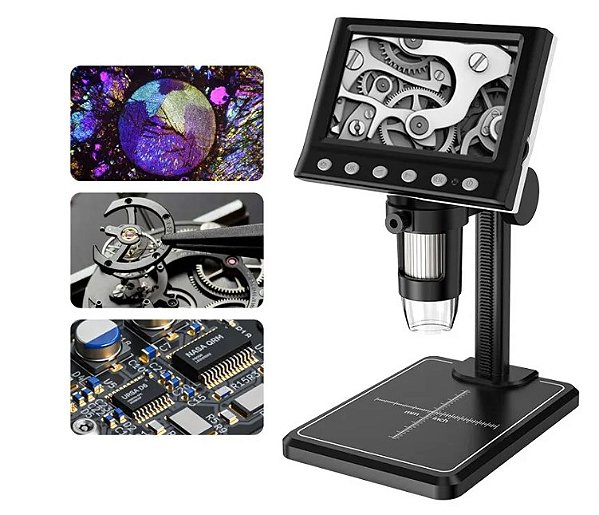 Microscópio Digital Portátil com Tela LCD de 4,3' ampliação de 40-1000x