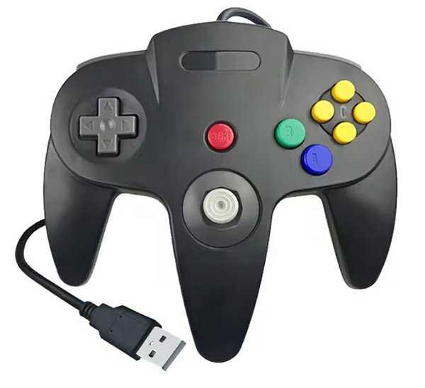 Controle USB com fio inspirado no Nintendo 64 (N64) para PC