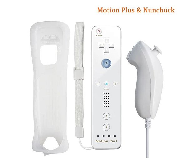 Controle Wii Remote com Motion Plus Integrado + Nunchuck – Compatível com Wii e Wii U