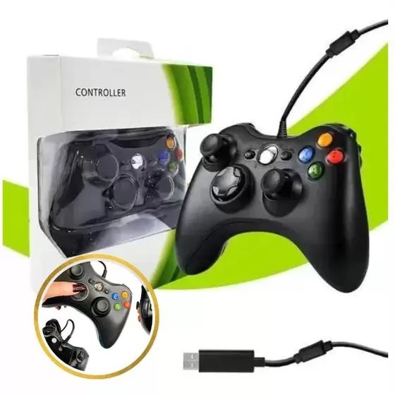 Controle com Fio Compatível com Xbox 360 / PC / Notebook - Cabo 2,5m, Conforto e Precisão