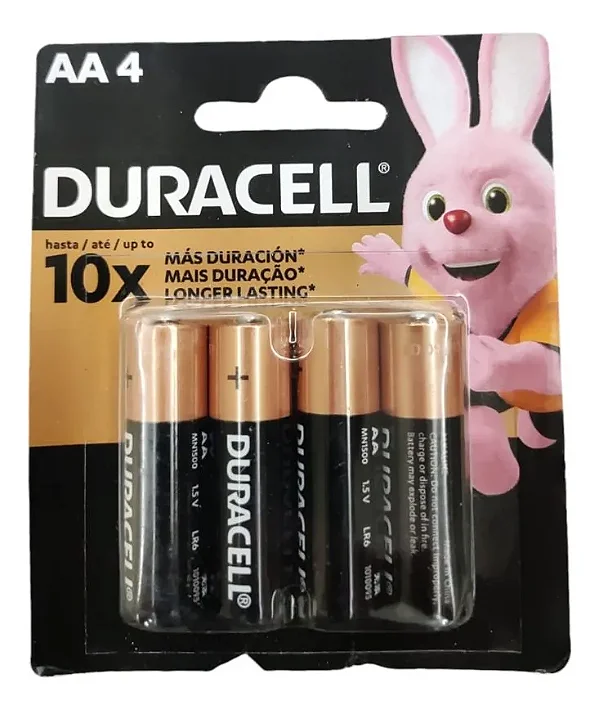 Pilha Alcalina AA Duracell - 4 Unidades - Alta Durabilidade