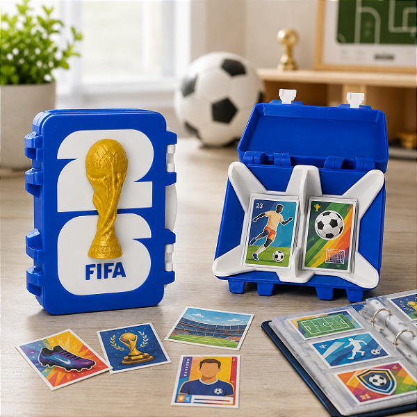 Porta Figurinhas Copa do Mundo Organizador com Suporte para Álbum e Capacidade Aproximada 1200 Figurinhas