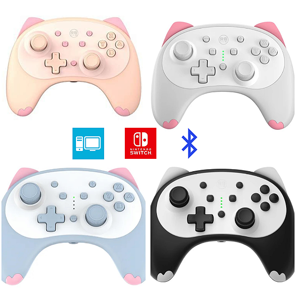 Controle Sem Fio Animal Crossing Gato Cat para Nintendo Switch/Lite - Ideal para Mãos Pequenas