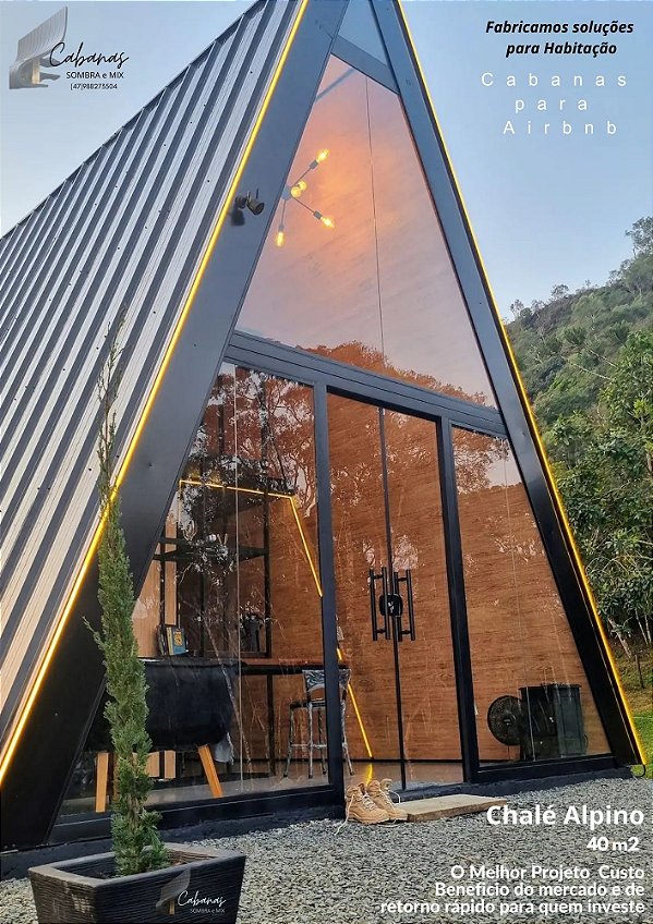 Chalé, Cabana Alpina  CRISTAL - (40m2)      (KIT)