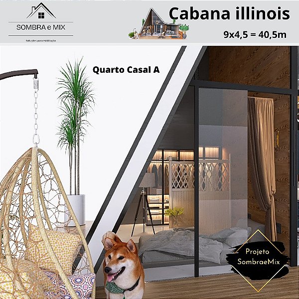 Cabana Illinois    Uteis 40,5m2  ( Com Beirial  58,5m2)